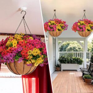 Two Set Artificial Colorful Daisy Hanging Flowers with Coco Basket - Image 4