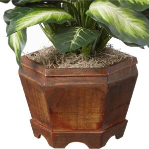 Artificial Dieffenbachia Plant with Decorative Wooden Planter - Image 7
