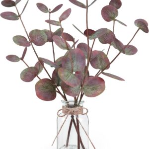 Artificial Green Eucalyptus Stems in Clear Glass Vase with Faux Water - Image 11