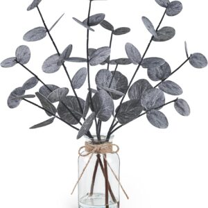 Artificial Green Eucalyptus Stems in Clear Glass Vase with Faux Water - Image 9