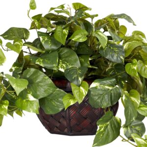 Artificial Pothos Plant in Woven Decorative Vase - Image 5