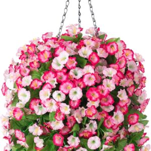 Vibrant Artificial Purple Morning Glory Hanging Basket - Image 10