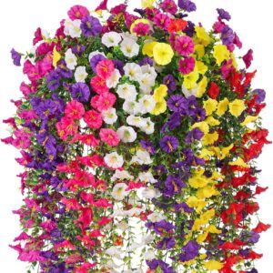 Vibrant Artificial Purple Morning Glory Hanging Basket - Image 12