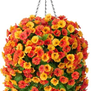 Vibrant Artificial Purple Morning Glory Hanging Basket - Image 13