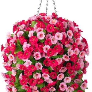Vibrant Artificial Purple Morning Glory Hanging Basket - Image 15