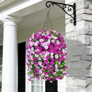 Vibrant Artificial Purple Morning Glory Hanging Basket - Image 2