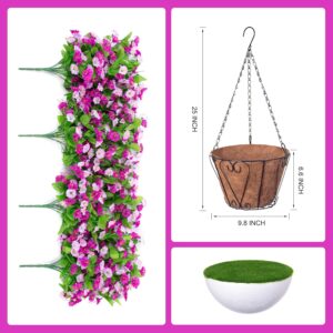 Vibrant Artificial Purple Morning Glory Hanging Basket - Image 3