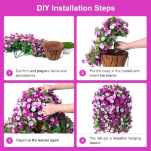 Vibrant Artificial Purple Morning Glory Hanging Basket - Image 4
