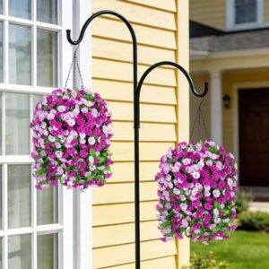 Vibrant Artificial Purple Morning Glory Hanging Basket - Image 6