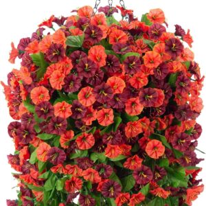 Vibrant Artificial Purple Morning Glory Hanging Basket - Image 7