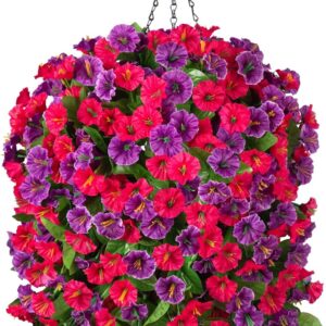 Vibrant Artificial Purple Morning Glory Hanging Basket - Image 8