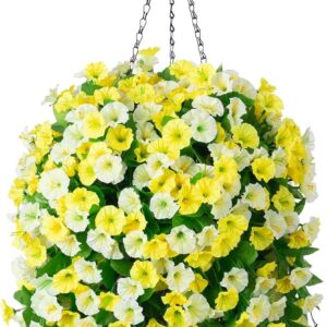 Vibrant Artificial Purple Morning Glory Hanging Basket - Image 9
