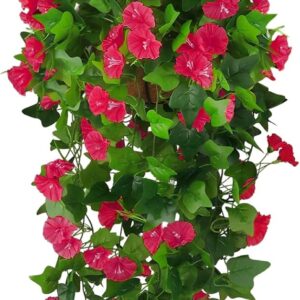 Artificial Purple Morning Glory Hanging Basket with Green Foliage - Image 10