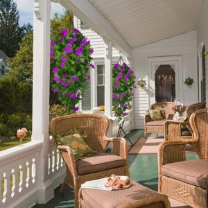 Artificial Purple Morning Glory Hanging Basket with Green Foliage - Image 2