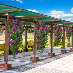 Artificial Purple Morning Glory Hanging Basket with Green Foliage - Image 4