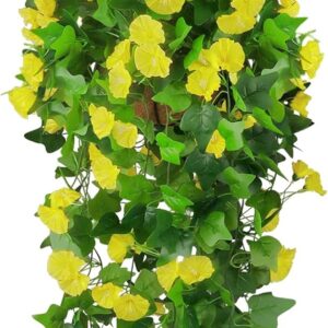 Artificial Purple Morning Glory Hanging Basket with Green Foliage - Image 7