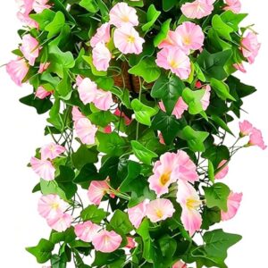 Artificial Purple Morning Glory Hanging Basket with Green Foliage - Image 9