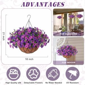 Artificial Silk Flowers Hanging Baskets Outdoors Indoors, Daisy With Eucalyptus Leaves Arrangement For Garden Yard Spring Summer Decor Faux Green - Image 3