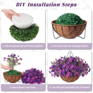 Artificial Silk Flowers Hanging Baskets Outdoors Indoors, Daisy With Eucalyptus Leaves Arrangement For Garden Yard Spring Summer Decor Faux Green - Image 4