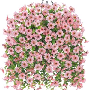 Dark Purple Hot Pink Artificial Hanging Flowers Basket - Image 10
