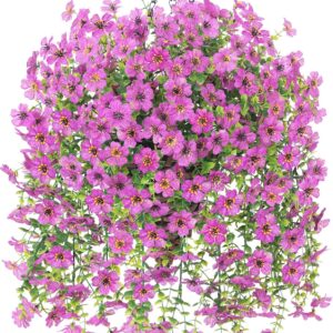 Dark Purple Hot Pink Artificial Hanging Flowers Basket - Image 11