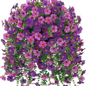 Dark Purple Hot Pink Artificial Hanging Flowers Basket - Image 12