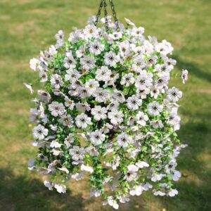 Dark Purple Hot Pink Artificial Hanging Flowers Basket - Image 15