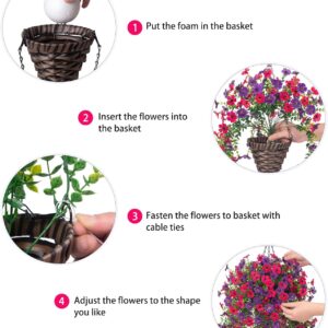 Dark Purple Hot Pink Artificial Hanging Flowers Basket - Image 6