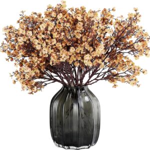 Jaky-global Babys Breath Orange Silk Artificial Flowers 6 Bundle European Fake Silk Plants Decor Wedding Party Farmhouse Decoration Bouquets Real - Image 10