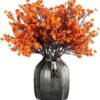 Jaky-global Babys Breath Orange Silk Artificial Flowers 6 Bundle European Fake Silk Plants Decor Wedding Party Farmhouse Decoration Bouquets Real