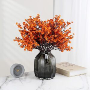 Jaky-global Babys Breath Orange Silk Artificial Flowers 6 Bundle European Fake Silk Plants Decor Wedding Party Farmhouse Decoration Bouquets Real - Image 2
