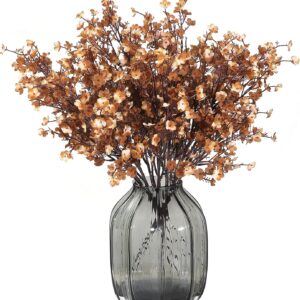 Jaky-global Babys Breath Orange Silk Artificial Flowers 6 Bundle European Fake Silk Plants Decor Wedding Party Farmhouse Decoration Bouquets Real - Image 22