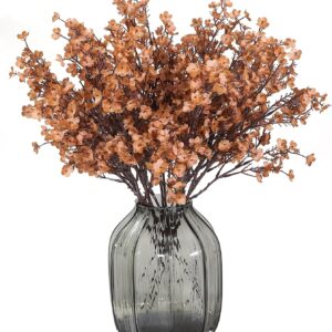Jaky-global Babys Breath Orange Silk Artificial Flowers 6 Bundle European Fake Silk Plants Decor Wedding Party Farmhouse Decoration Bouquets Real - Image 24