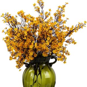 Jaky-global Babys Breath Orange Silk Artificial Flowers 6 Bundle European Fake Silk Plants Decor Wedding Party Farmhouse Decoration Bouquets Real - Image 35