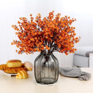 Jaky-global Babys Breath Orange Silk Artificial Flowers 6 Bundle European Fake Silk Plants Decor Wedding Party Farmhouse Decoration Bouquets Real - Image 4