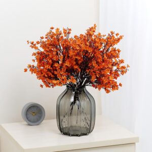 Jaky-global Babys Breath Orange Silk Artificial Flowers 6 Bundle European Fake Silk Plants Decor Wedding Party Farmhouse Decoration Bouquets Real - Image 5