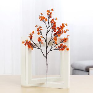 Jaky-global Babys Breath Orange Silk Artificial Flowers 6 Bundle European Fake Silk Plants Decor Wedding Party Farmhouse Decoration Bouquets Real - Image 6