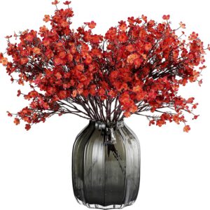 Jaky-global Babys Breath Orange Silk Artificial Flowers 6 Bundle European Fake Silk Plants Decor Wedding Party Farmhouse Decoration Bouquets Real - Image 8