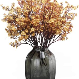 Jaky-global Babys Breath Orange Silk Artificial Flowers 6 Bundle European Fake Silk Plants Decor Wedding Party Farmhouse Decoration Bouquets Real - Image 9