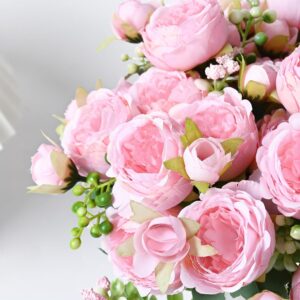 Light Pink Artificial Peony Flower Bouquet - Image 7