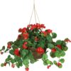 Nearly Natural 24in Artificial Geranium Hanging Basket Faux Floral Plant For Indoor Home Porch Decor, Red Product
