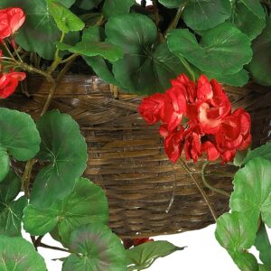 Nearly Natural 24in Artificial Geranium Hanging Basket Faux Floral Plant For Indoor Home Porch Decor, Red Product - Image 3