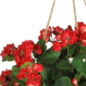 Nearly Natural 24in Artificial Geranium Hanging Basket Faux Floral Plant For Indoor Home Porch Decor, Red Product - Image 6