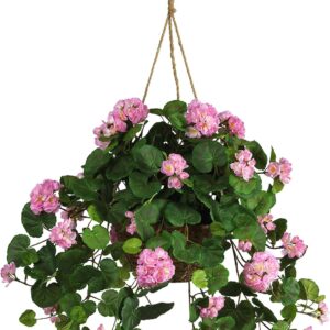 Nearly Natural 24in Artificial Geranium Hanging Basket Faux Floral Plant For Indoor Home Porch Decor, Red Product - Image 8