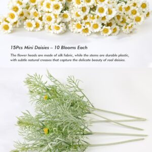 White Daisy Artificial Flower Bouquet with Green Foliage - Image 7