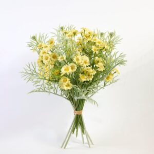 White Daisy Artificial Flower Bouquet with Green Foliage - Image 8